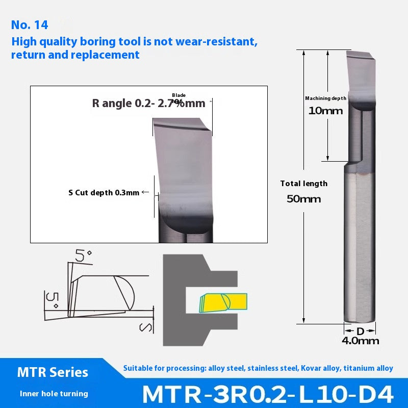 1123-Tungsten steel small hole boring cutter MTR centering machine stainless steel special small diameter boring cutter integral tungsten carbide internal hole boring cutter Shandong Denso Pricision Tools Co.,Ltd.